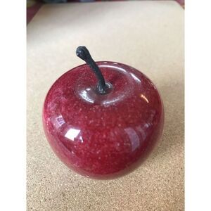 Marble stone or Glass Red Apple paperweight heavy teachers gift
